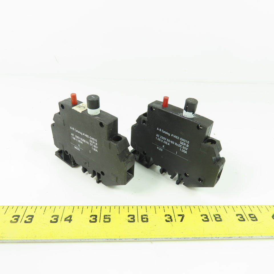 Allen Bradley 1492-GH010 Ser B Din Rail Mount Circuit Breaker 250VAC 65VDC Lot/2