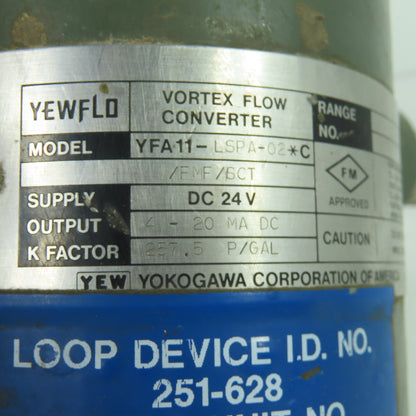 Yokogawa YFA11-LSPA-02*C Yewflo Vortex Flow Converter 24VDC 257.5 P/Gal