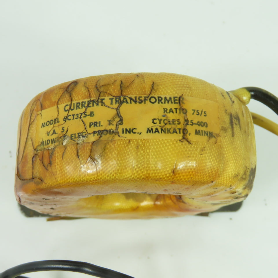 Midwest Electric 6CT375-B 5 VA Current Transformer 75:5 Ratio Cycles 25-400