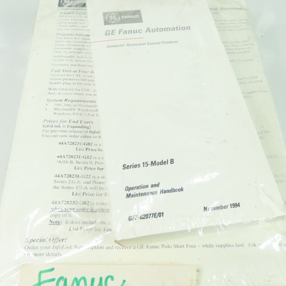 GE Fanuc Series 15-Model B Manual Handbook Set