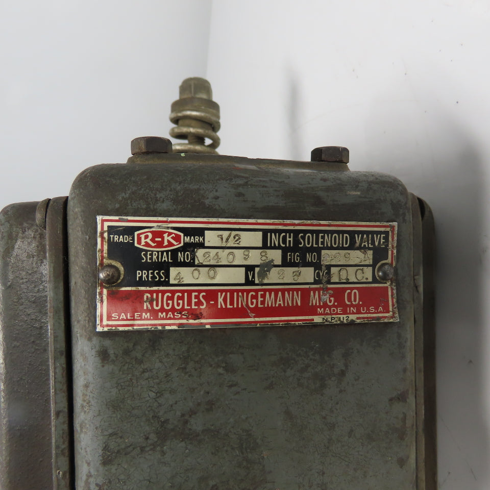 Ruggles Klingemann 229-A 1/2" Solenoid Valve Assembly 400PSI 125V
