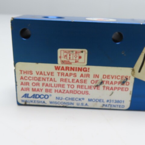 Aladco Nu-Check 313801 Air Piloted Override Pneumatic Check Valve 3/8" NPT