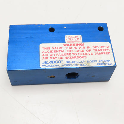 Aladco Nu-Check 313801 Air Piloted Override Pneumatic Check Valve 3/8" NPT