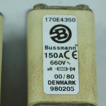 Bussmann 170E4350 150A 660V AC High Speed Semiconductor Fuse Lot of 3