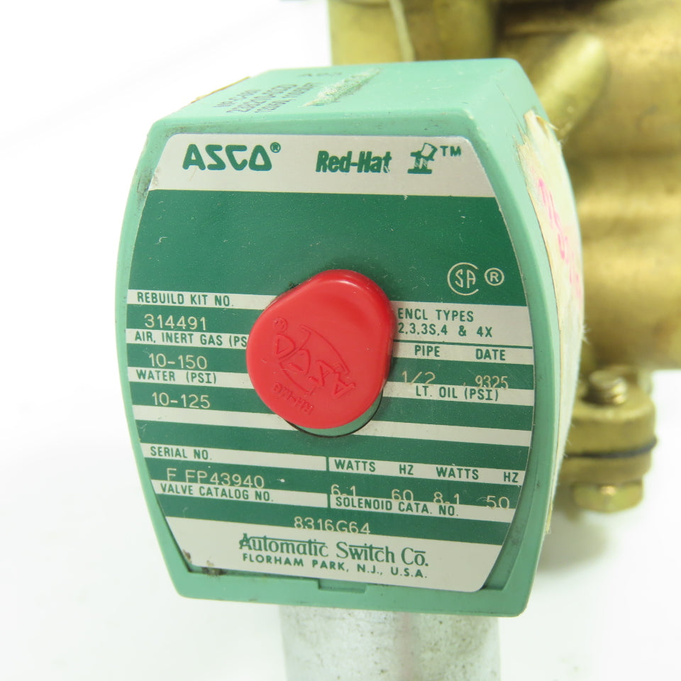 Asco 8316G64 Red-Hat II 1/2" Solenoid Valve 120V Coil