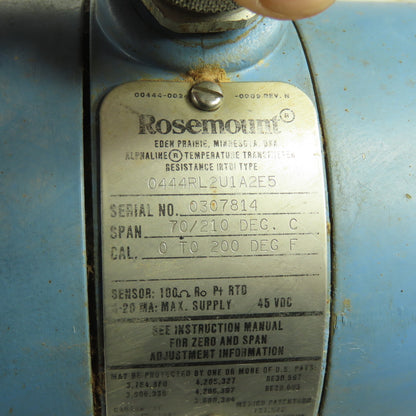 Foxboro 0444RL2U1A2E5 Temperature Transmitter 45VDC 0-200°F