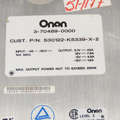 Onan S30122-K5339-X-2 -48- -60VDC Input 5.1V +/-12V -5VDC Power Supply