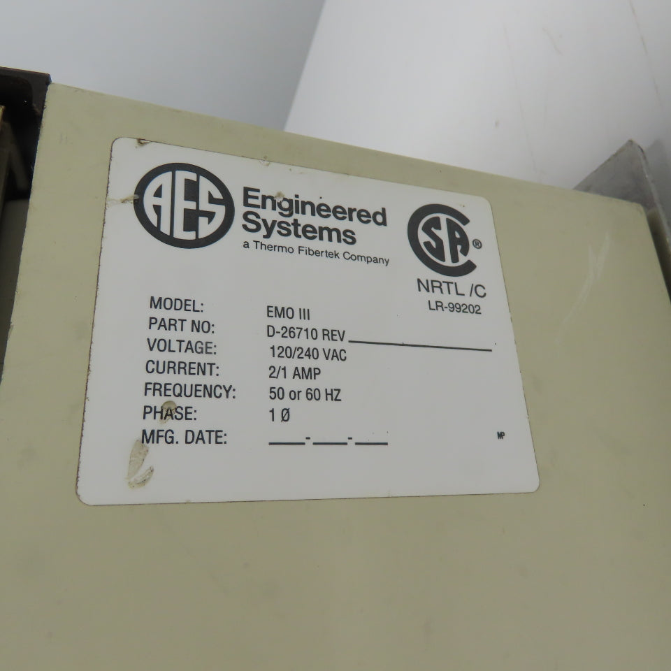 AES D-26710 EMO III Oscillator Drive Control Panel 120/240VAC 2/1A