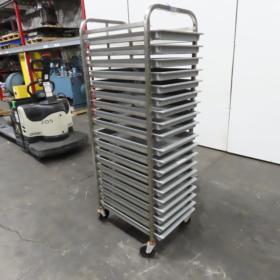 M & E Mfg. Stainless Steel Single End Load Nesting Baking Rack 20 Pan Capacity