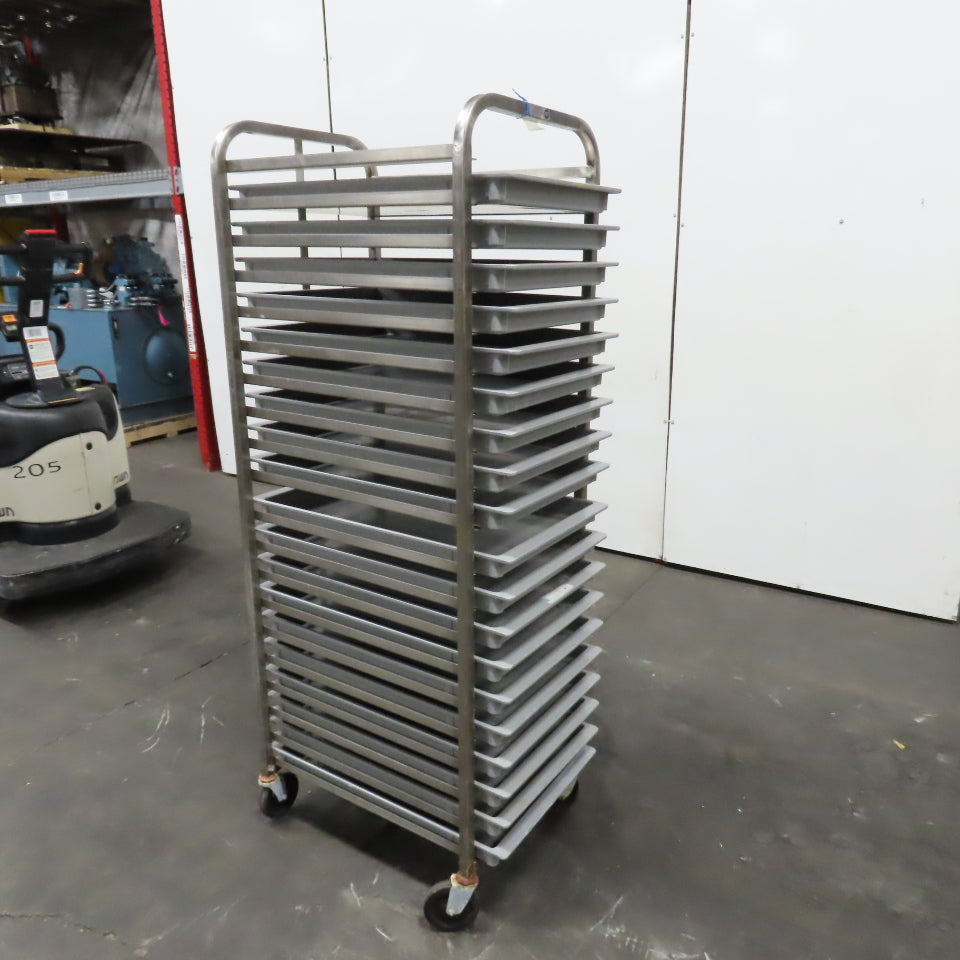 Nesting Bakery Racks M & E Mfg. Stainless Steel Single End Load Nesting Baking Rack 20 Pan ...