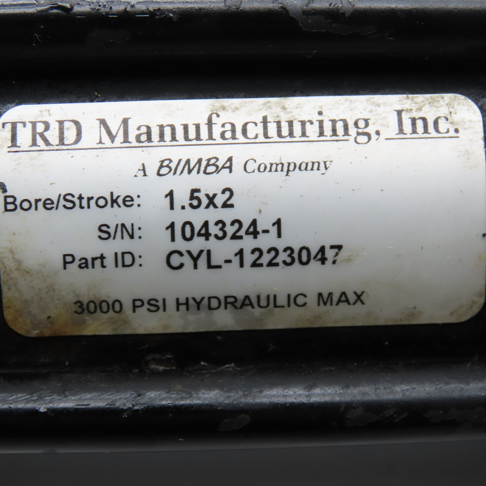 TRD Mfg. 1-1/2" Bore x 2" Stroke Double Acting Hydraulic Cylinder