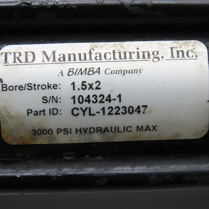 TRD Mfg. 1-1/2" Bore x 2" Stroke Double Acting Hydraulic Cylinder