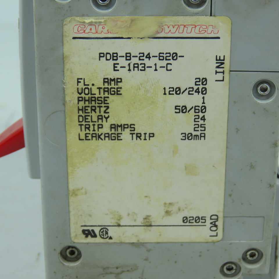Carling Switch 20A SmartGuard Equipment Leakage Circuit Interrupter 120/240V