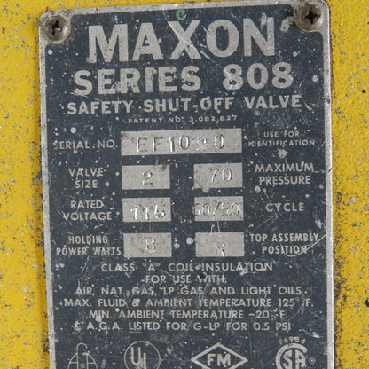 Maxon Series 808 2" NPT 115V 60Hz Gas Safety Shut Off Valve Parts/Repair