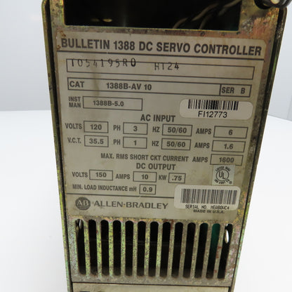 Allen Bradley 1388B-AV 10 120V 3Ph AC Input 150VDC Output Servo Controller