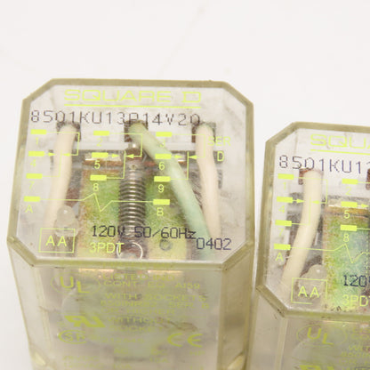 Square D 8501KU13P14V20 Plug In Relay 120V AC Coil Lot Of 3