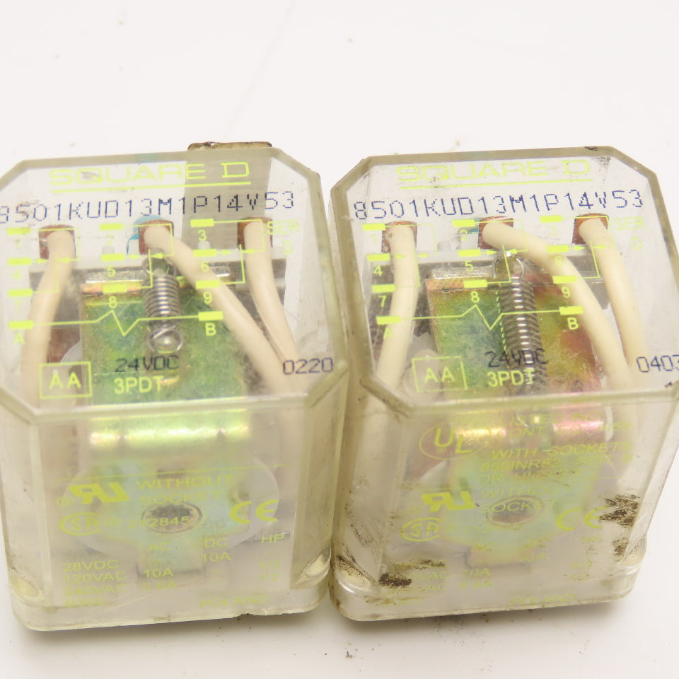 Square D 8501KUD13M1P14V53 Plug In Relay 3PDT 24VDC Coil Lot Of 2