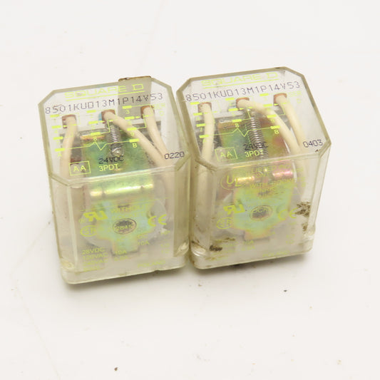 Square D 8501KUD13M1P14V53 Plug In Relay 3PDT 24VDC Coil Lot Of 2