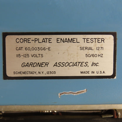 Gardner Associates 60,003G6-E Core-Plate Enamel Tester Head 60,016G-1 &Meter Box