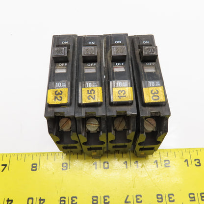 Square D Q0B 20A Single Pole Circuit Breaker 120/240V Used Lot Of 4