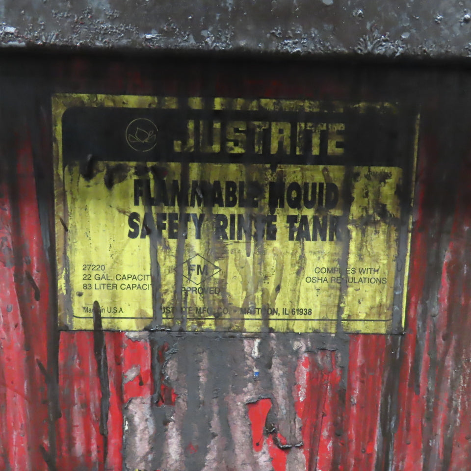 Justrite 27220 22 Gallon Flammable Liquid Safety Rinse Tank Foot Pedal Operated