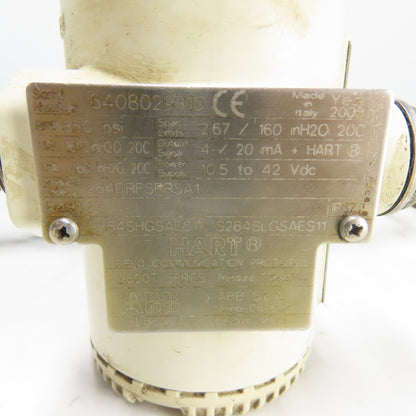 ABB Hart 264DRFSRRSA1 Pressure Transmitter 10.5-42VDC 4-20mA S264SHGSAES11