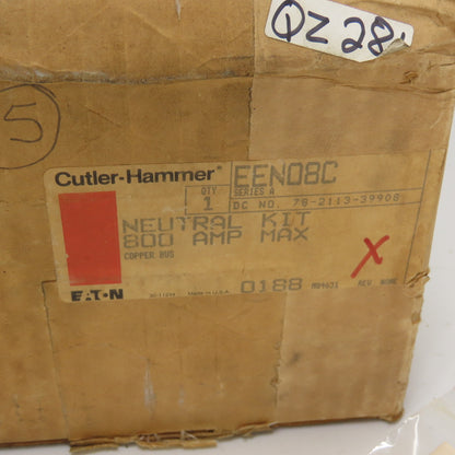Cutler Hammer EEN08C Series A 800A 600V Neutral Kit Assembly For EE Panelboard