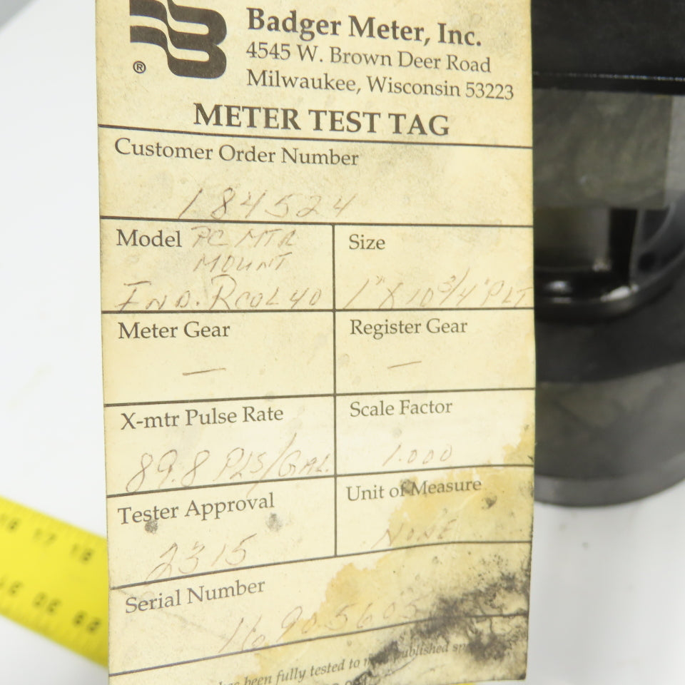 Badger Meter IND RCOL40 PC Meter Mount 89.8 PLS/Gallon