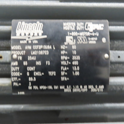 Spencer Turbine 1510-HSPEC 10HP Centrifugal Blower 1000 CFM 460V 3Ph 8.5" Tested