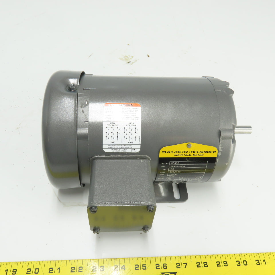 Baldor M3458 .33HP AC Electric Motor 230/460V 3Ph 48 Frame 1725RPM