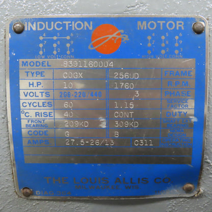 Louis Allis ACM9063 10HP Ajusto-Spede Eddy Current Drive Motor 1760RPM 3PH 256UD
