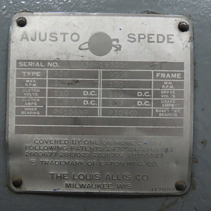 Louis Allis ACM9063 10HP Ajusto-Spede Eddy Current Drive Motor 1760RPM 3PH 256UD