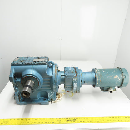 Sew S87R57LP143/56 1332 Ratio Dual Shaft Gear Motor 1.3RPM 230/460V 22,100 Torq