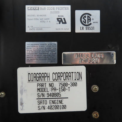 Diagraph PA-150-T Labeling System PA-150-T w/ Sato M-8400S Printer Parts/Repair