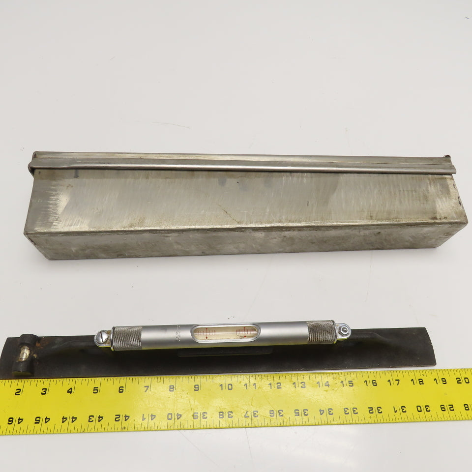 Starrett 98-18 18" Machinist Bench Plumb Level 4 Vial V-Groove & Steel Case