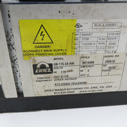 Eriez 6C UN-115-2A-HW 12" x 1-1/2" Vibratory Feeder W/ Controller 115V