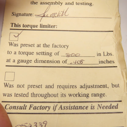 American Autogard 401-3RR 1" Bore Torque Limiter Factory Set 800 In/Lbs.