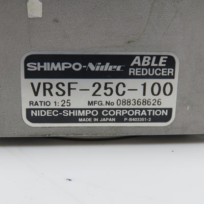 Shimpo-Nidec VRSF-25C-100 25:1 Ratio Gear Head 72mm Flange 19mm Shaft
