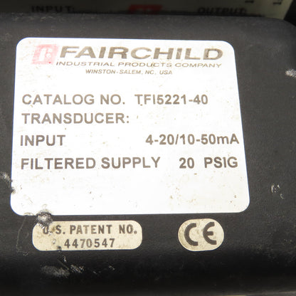 Fairchild TFI5221-40 1/4" NPT Electro-Pneumatic IP/EP Pressure Transducer