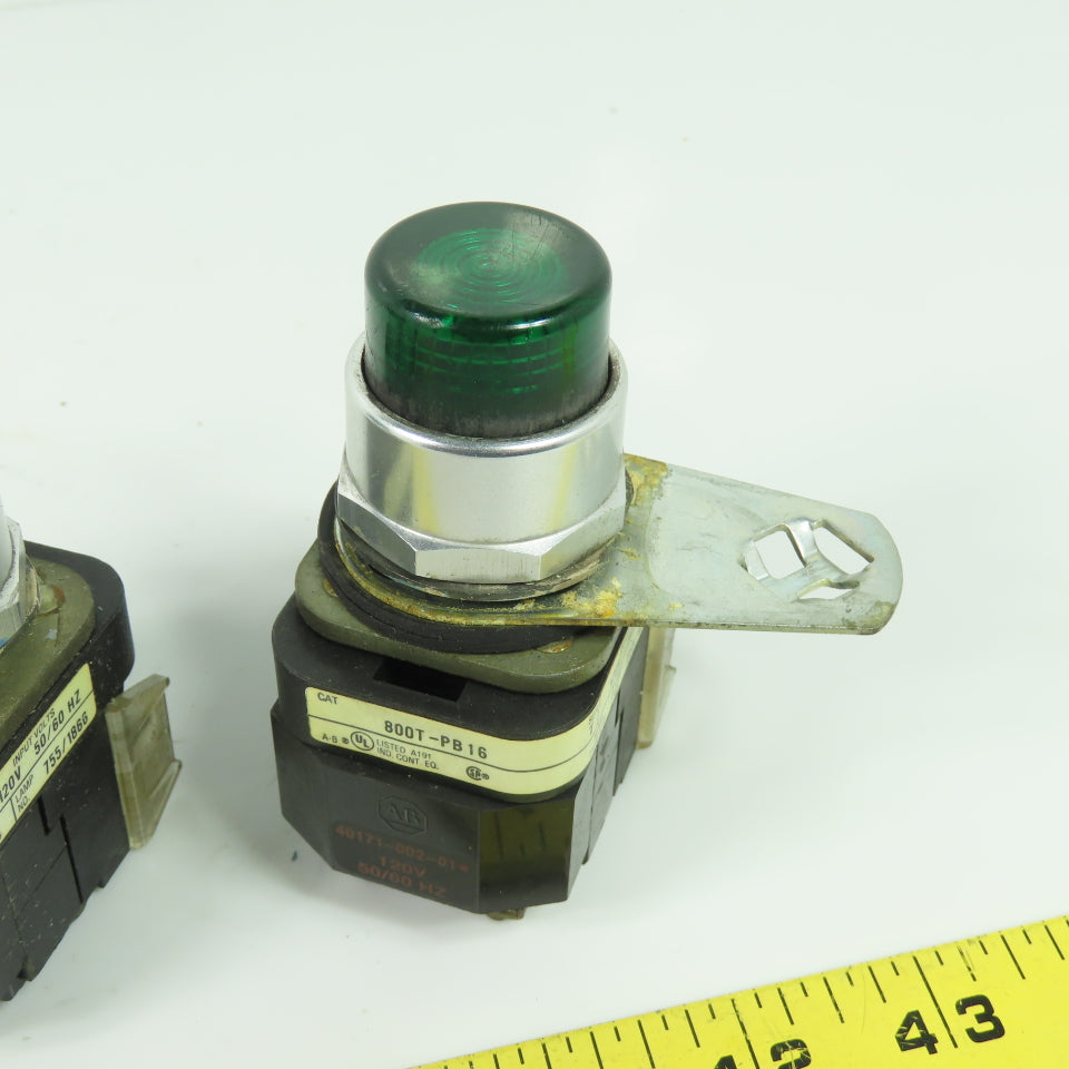 Allen Bradley 800T-PB16 Ser T 120V Illuminated Green Push Button Switch Lot Of 5
