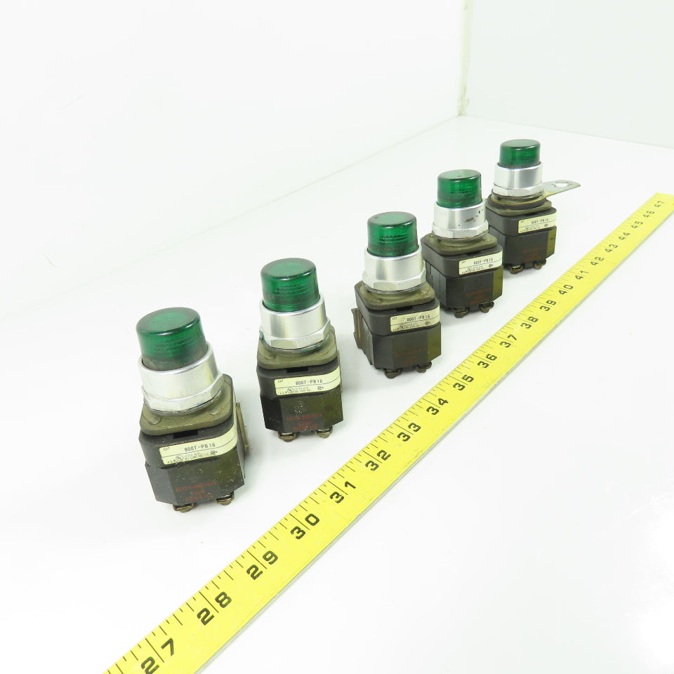 Allen Bradley 800T-PB16 Ser T 120V Illuminated Green Push Button Switch Lot Of 5