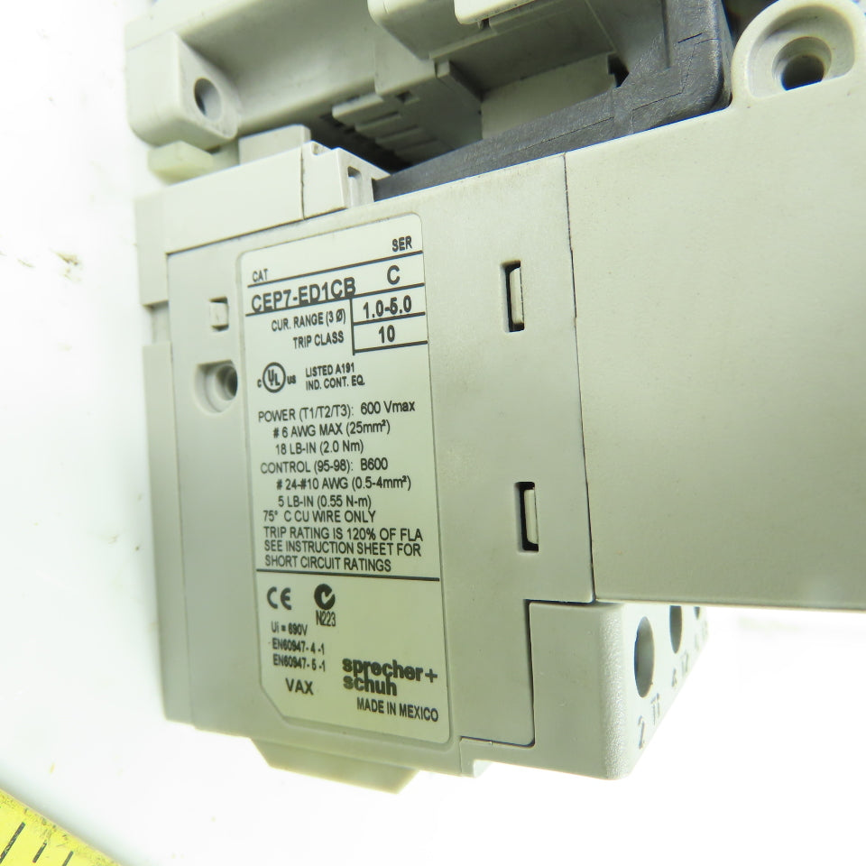 Sprecher Schuh CA7-9-10 Contactor 600V 120V Coil W/ CEP7-ED1CB Overload Relay