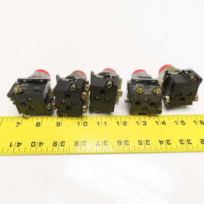 Cutler Hammer 600VAC 250VDC Push Button Momentary Contact Red Switch Lot Of 5