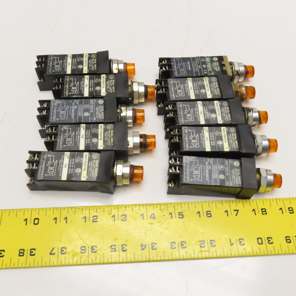 Allen Bradley 800T-PSDT16 Dual Input Amber Pilot Light 120V Lot Of 10