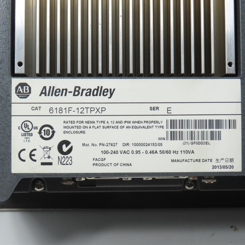 Allen Bradley 6181F-12TPXP Ser E 1200P Integrated Touch Display Computer Tested