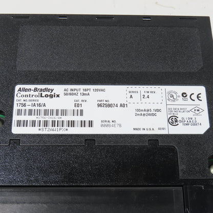 Allen Bradley 1756-IA16 Ser A ControlLogix 16 Point AC Input Module F/W Rev 2.4