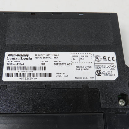 Allen Bradley 1756-IA16 Ser A ControlLogix 16 Point AC Input Module F/W Rev 2.5
