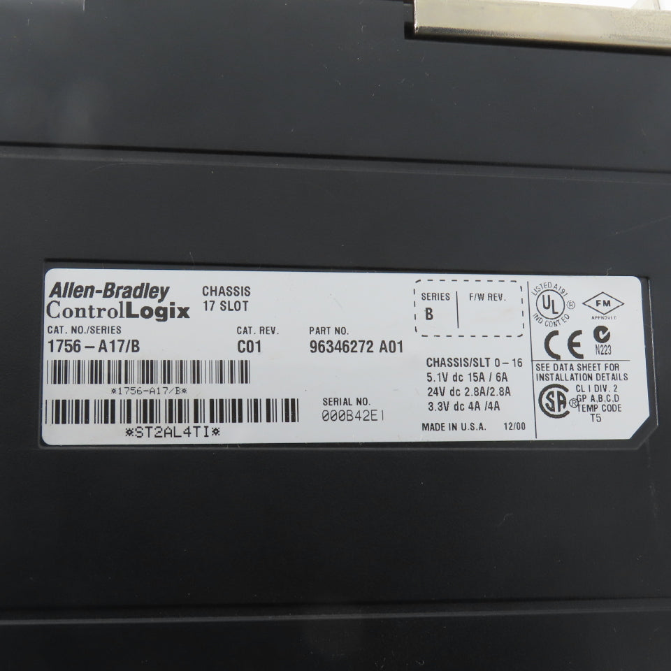 Allen Bradley 1756-A17 ControlLogix 17 Slot Rack Chassis&1756-PA72 Power Supply