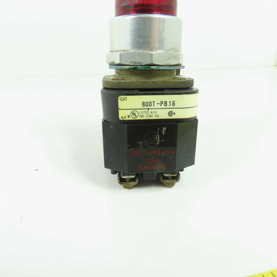 Allen Bradley 800T-PB16 Ser T Red Illuminated Momentary Contact Push Button 120V