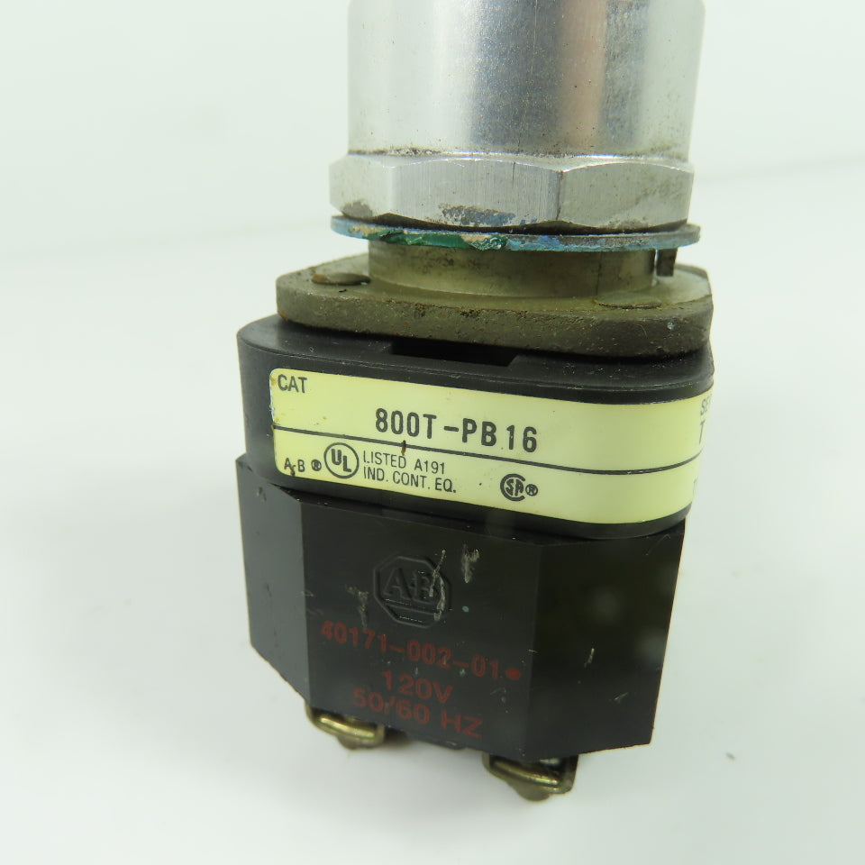Allen Bradley 800T-PB16 Ser T Red Illuminated Momentary Contact Push Button 120V